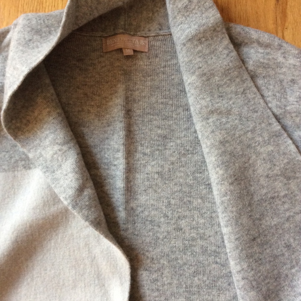 Gray multi-striped ⭐️ open cardigan ⭐️ merino and cashmere ⭐️ pockets ⭐️ - Picture 5 of 8
